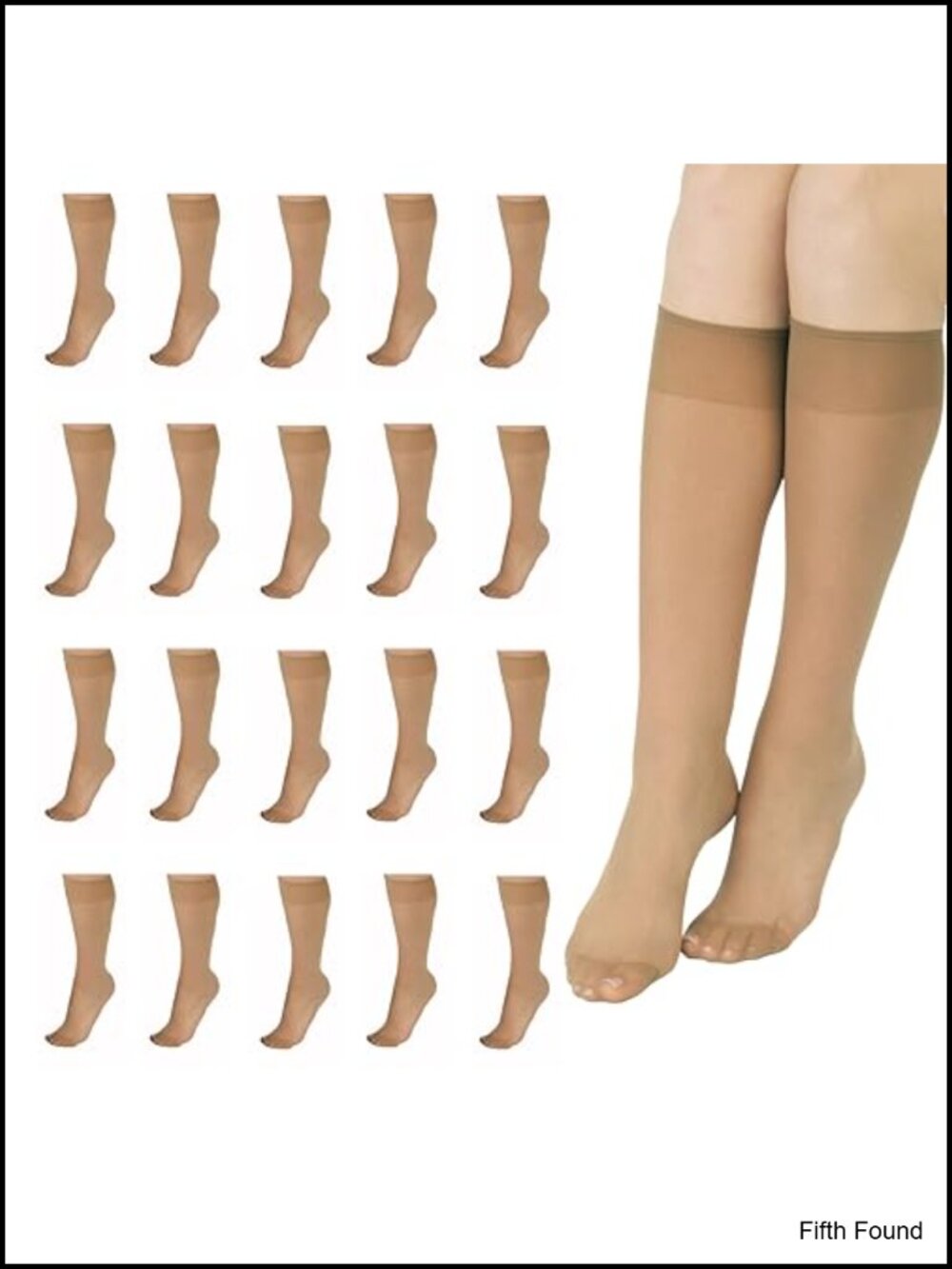 Knee High Stockings Reinforced Toe 100% Nylon Sheer Hosiery